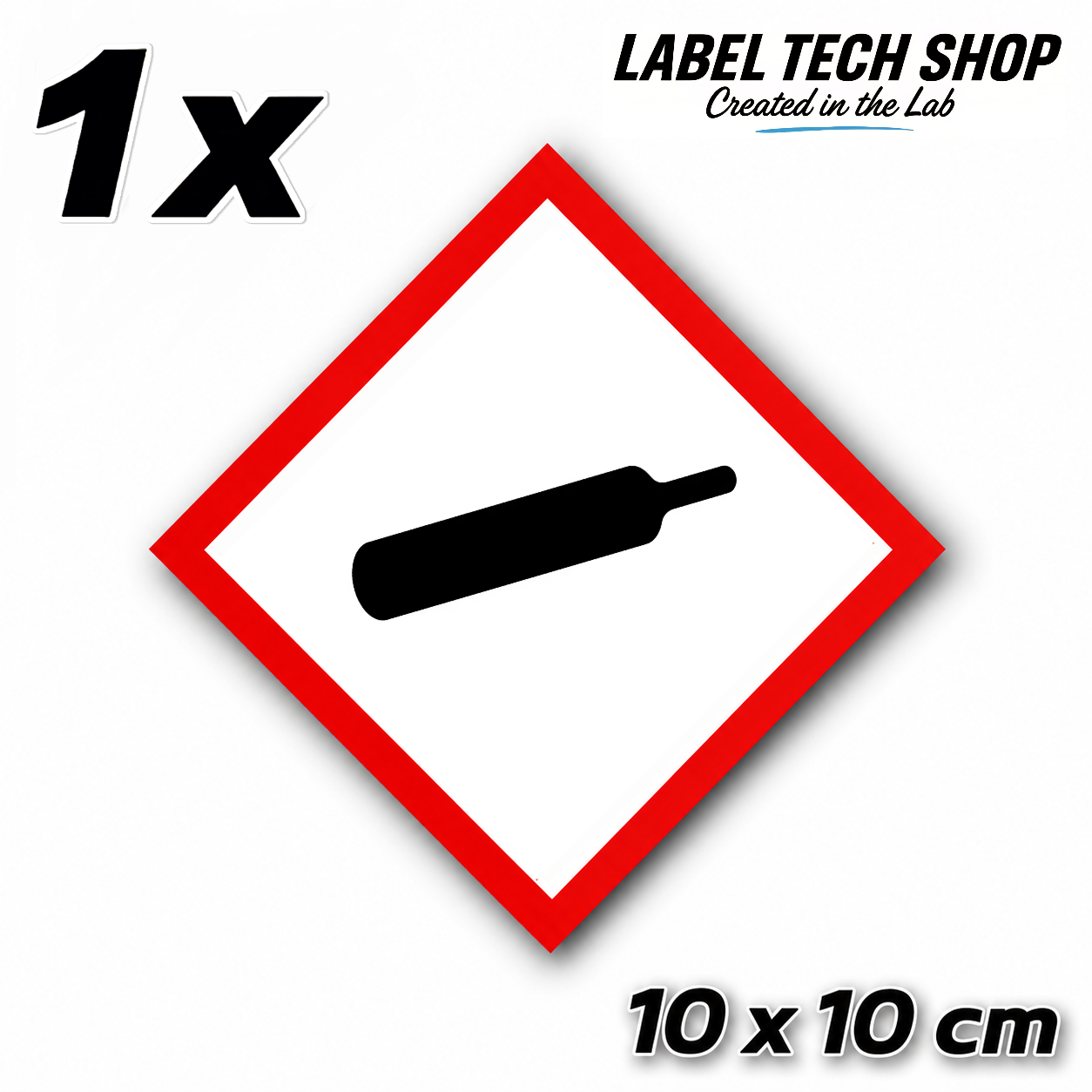 GHS04 Gas unter Druck Aufkleber Gas Cylinder Sticker Gefahrstoffsymbol Druckgas Gefahrgut Chemie Labor Kennzeichen nach CLP / GHS Arbeitssicherheit