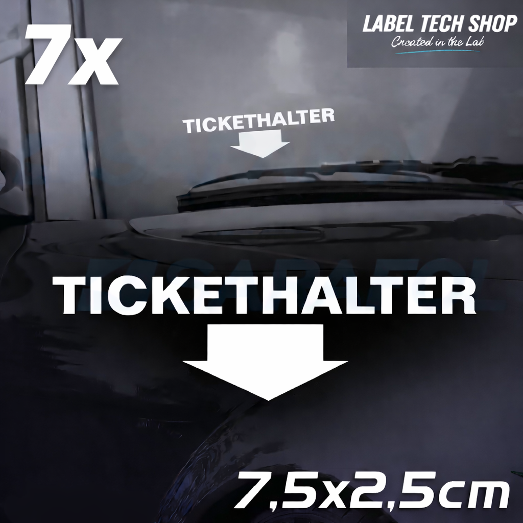 7x Tickethalter Aufkleber innenklebend – Strafzettel/Parkschein 7,5×2,5 cm