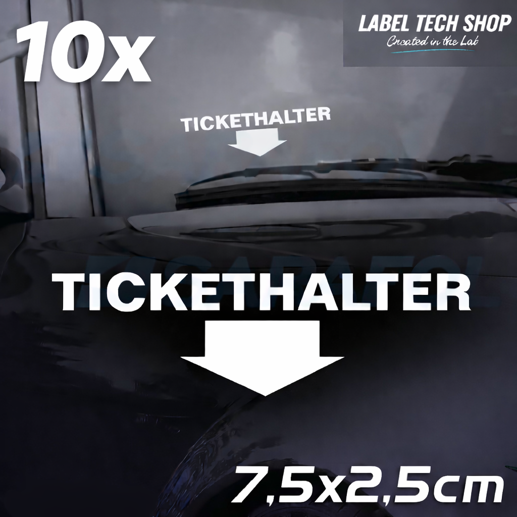 10x Tickethalter Aufkleber innenklebend – Strafzettel/Parkschein 7,5×2,5 cm