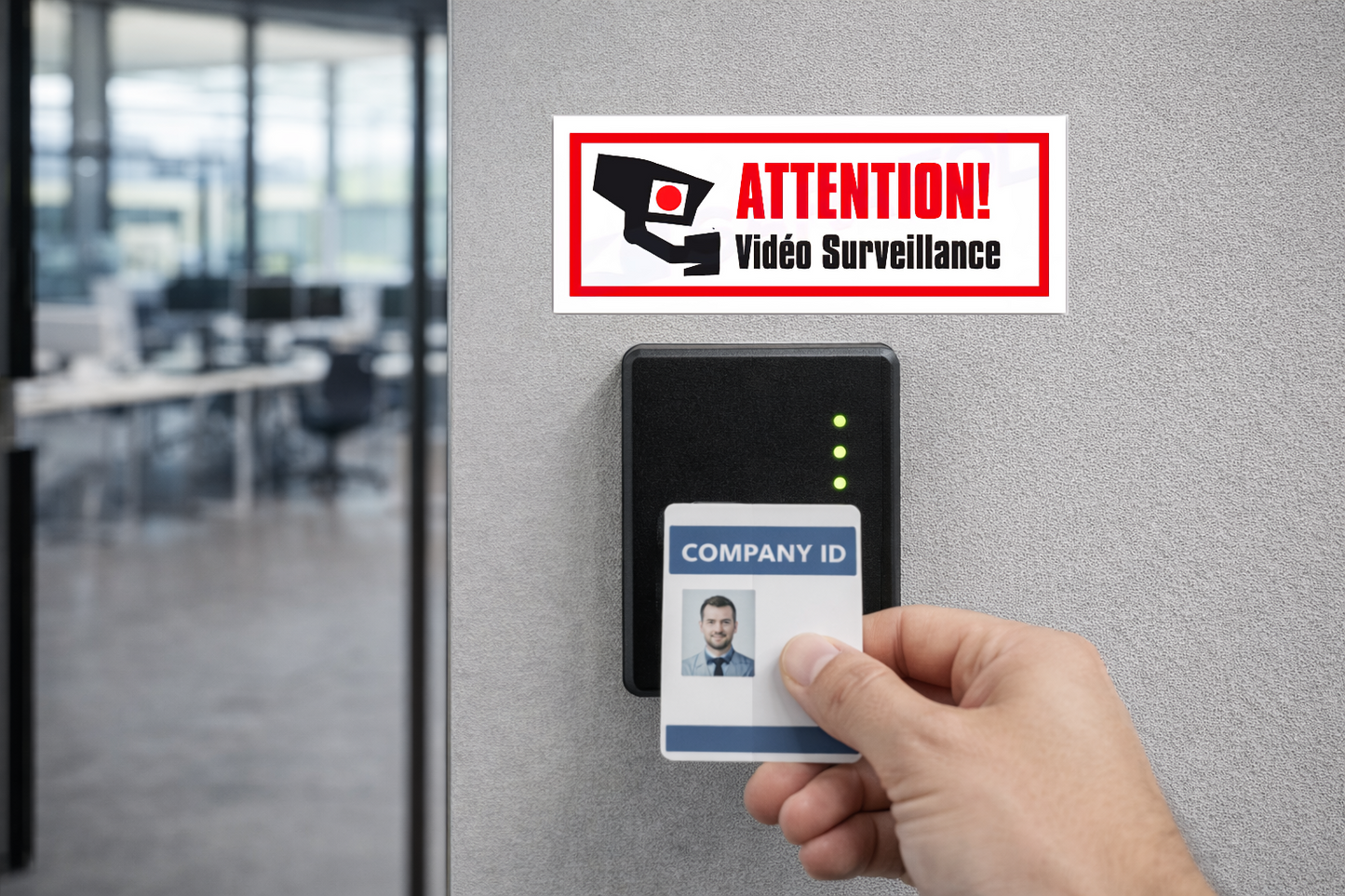 Autocollant Vidéo Surveillance – Attention Caméra Sécurité – Sticker Surveillance – 13,0 × 5,0 cm (124)
