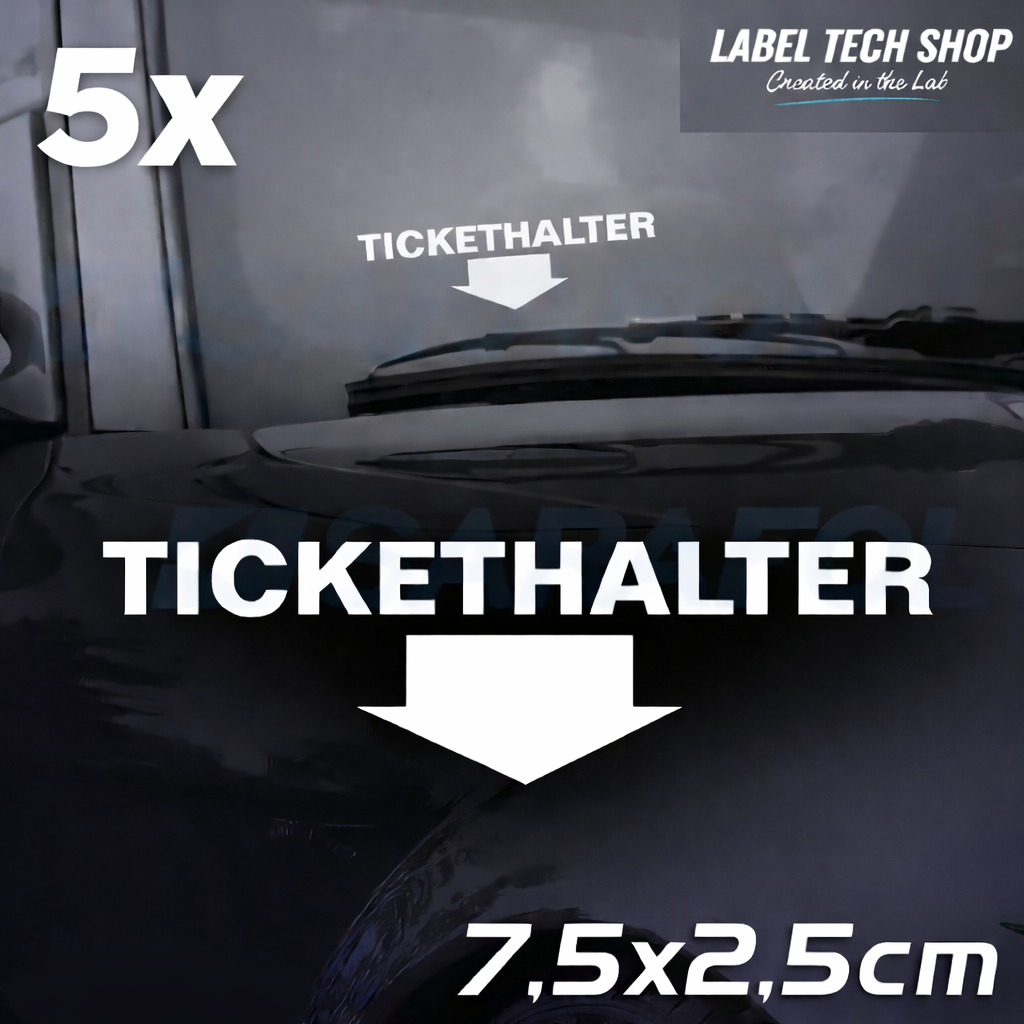 5x Tickethalter Aufkleber innenklebend – Strafzettel/Parkschein 7,5×2,5 cm