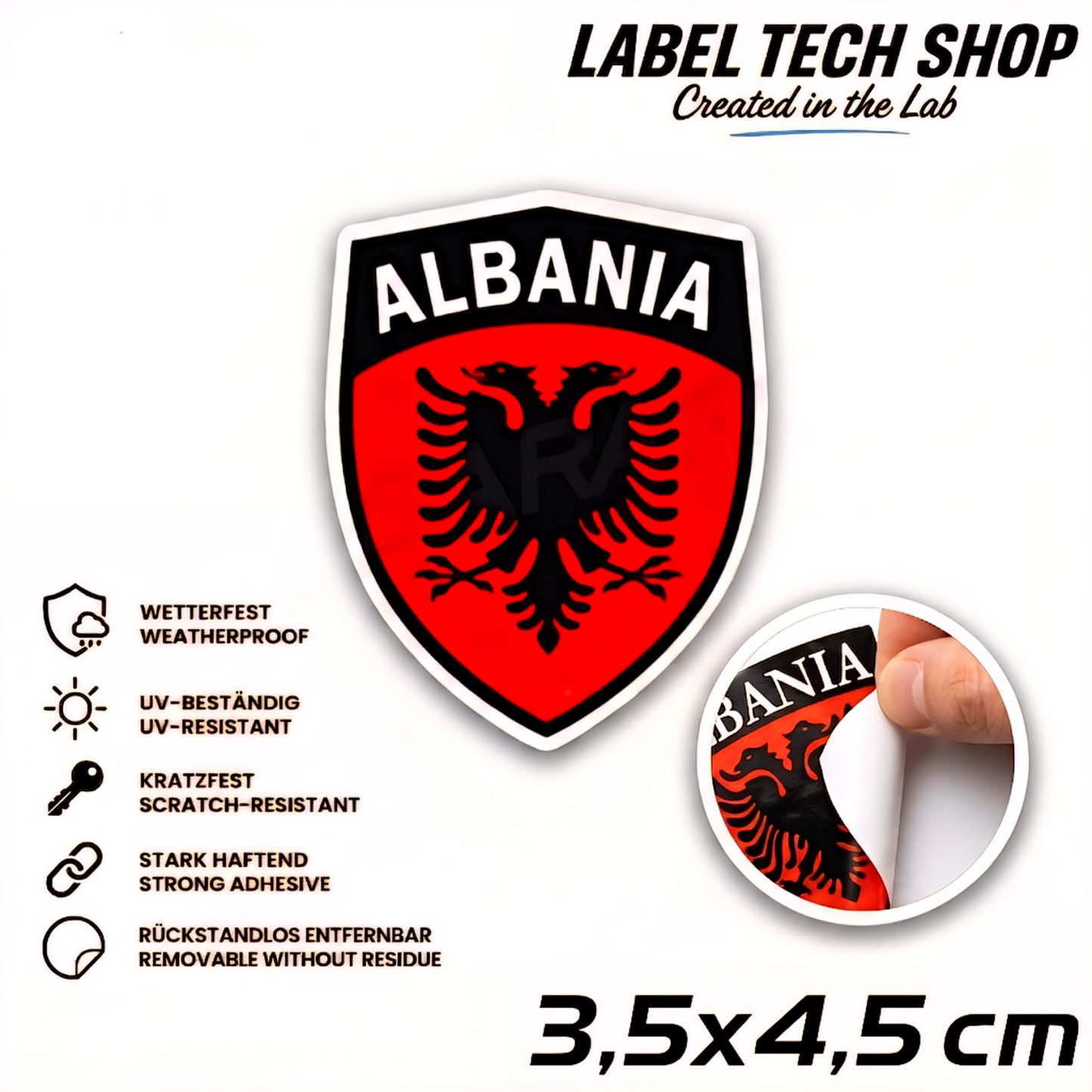 🇦🇱 Albanien Aufkleber Albania Sticker Shqiperia Adler Wappen Emblem Auto Helm 3,5x4,5cm NR.108