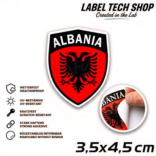 🇦🇱 Albanien Aufkleber Albania Sticker Shqiperia Adler Wappen Emblem Auto Helm 3,5x4,5cm NR.108