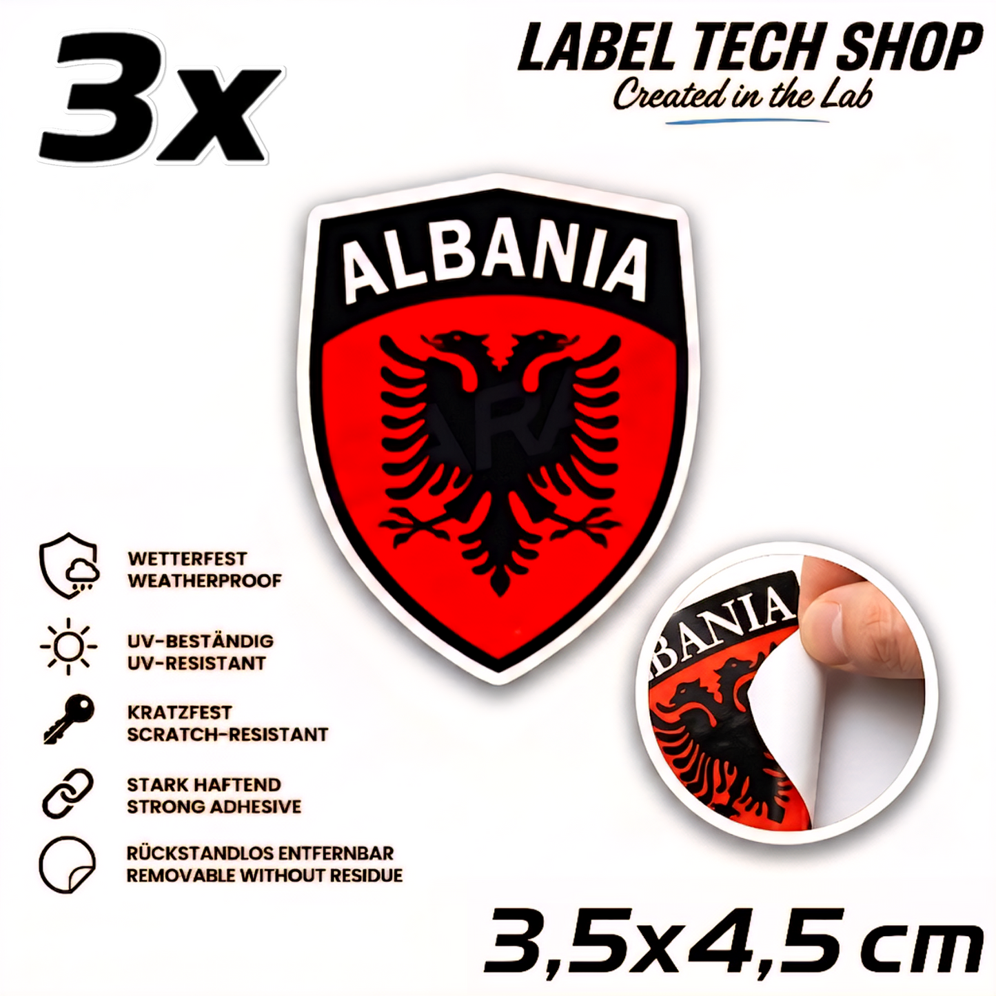 🇦🇱 Albanien Aufkleber Albania Sticker Shqiperia Adler Wappen Emblem Auto Helm 3,5x4,5cm NR.108