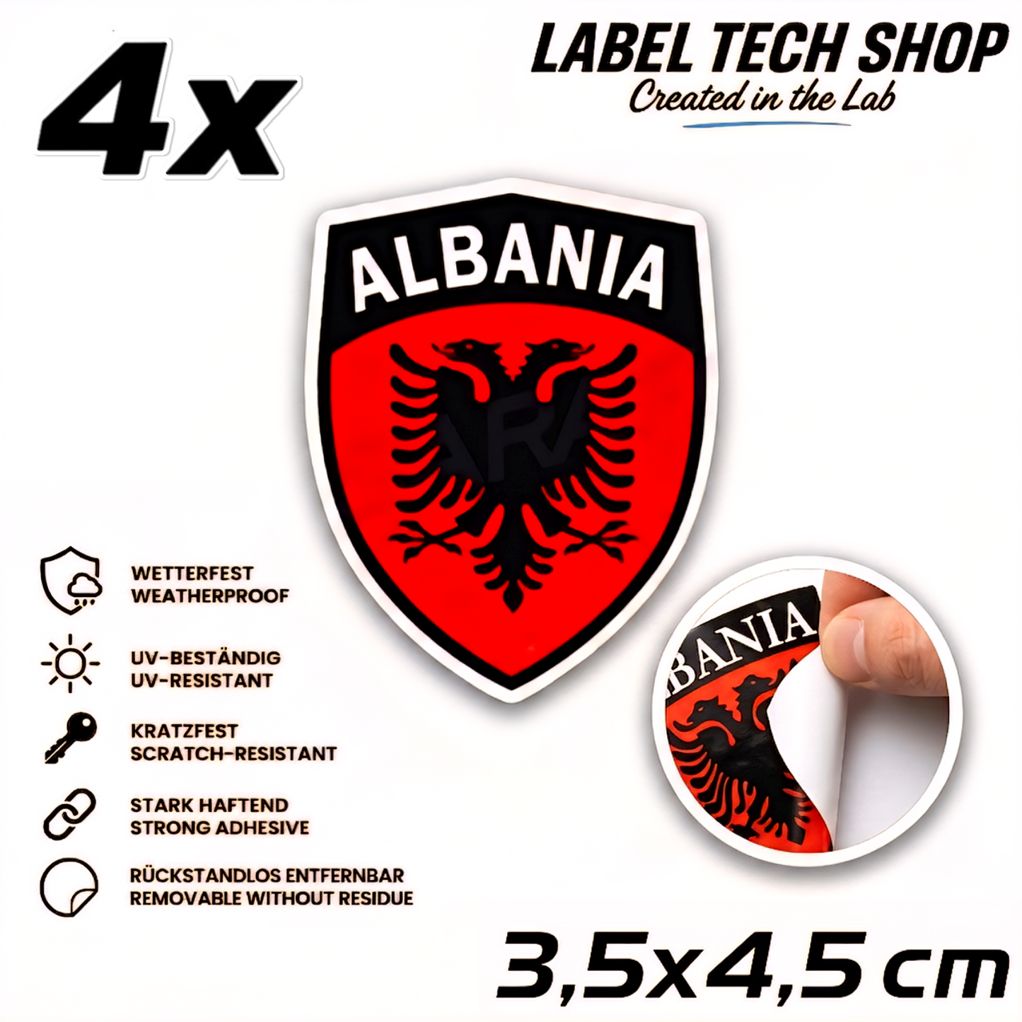 🇦🇱 Albanien Aufkleber Albania Sticker Shqiperia Adler Wappen Emblem Auto Helm 3,5x4,5cm NR.108