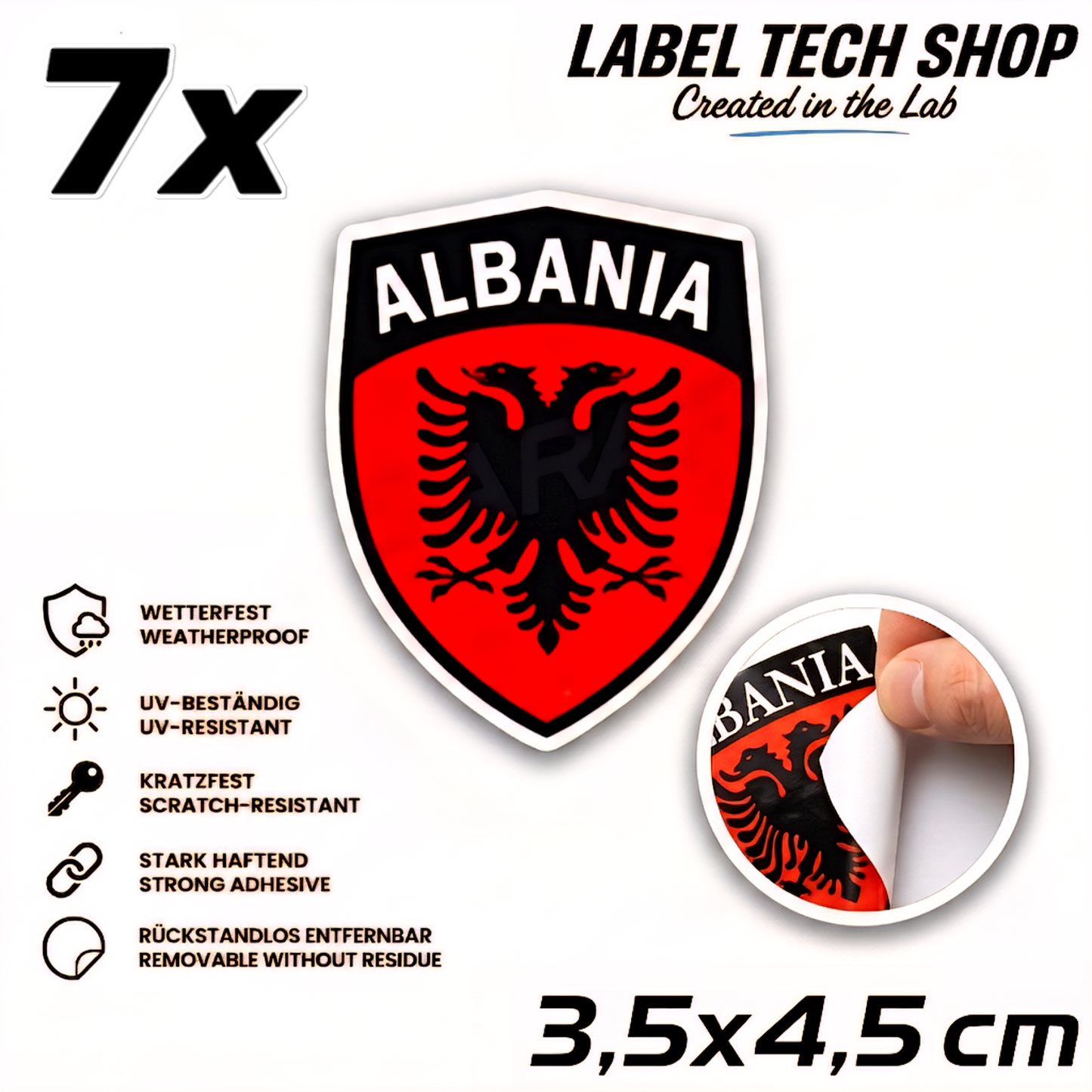 🇦🇱 Albanien Aufkleber Albania Sticker Shqiperia Adler Wappen Emblem Auto Helm 3,5x4,5cm NR.108