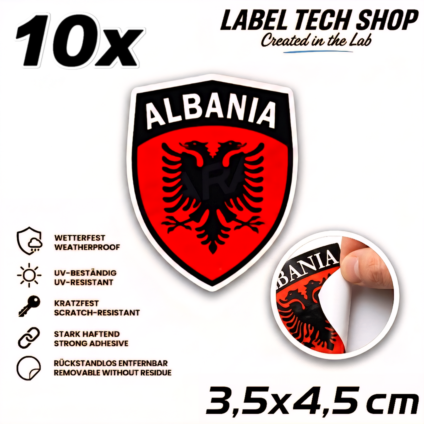 🇦🇱 Albanien Aufkleber Albania Sticker Shqiperia Adler Wappen Emblem Auto Helm 3,5x4,5cm NR.108
