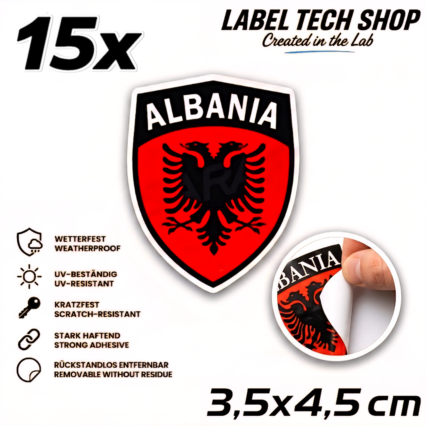 🇦🇱 Albanien Aufkleber Albania Sticker Shqiperia Adler Wappen Emblem Auto Helm 3,5x4,5cm NR.108