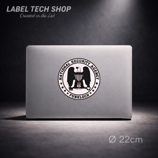 NSA Funkloch Sticker 22cm Ø – IT Humor Aufkleber für Laptop, Server & PC (128)