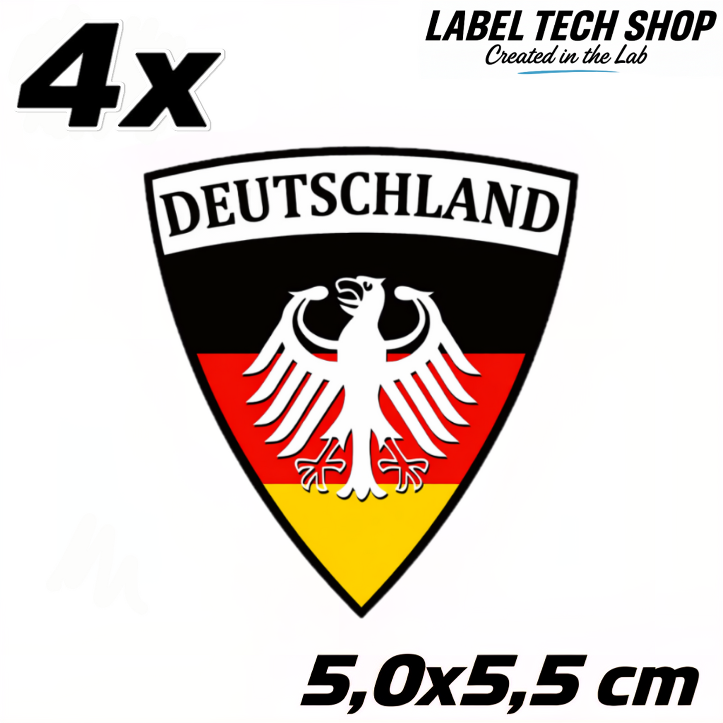 Deutschland Emblem Aufkleber (022) – 5,0 x 5,5 cm – Germany Adler Wappen Sticker