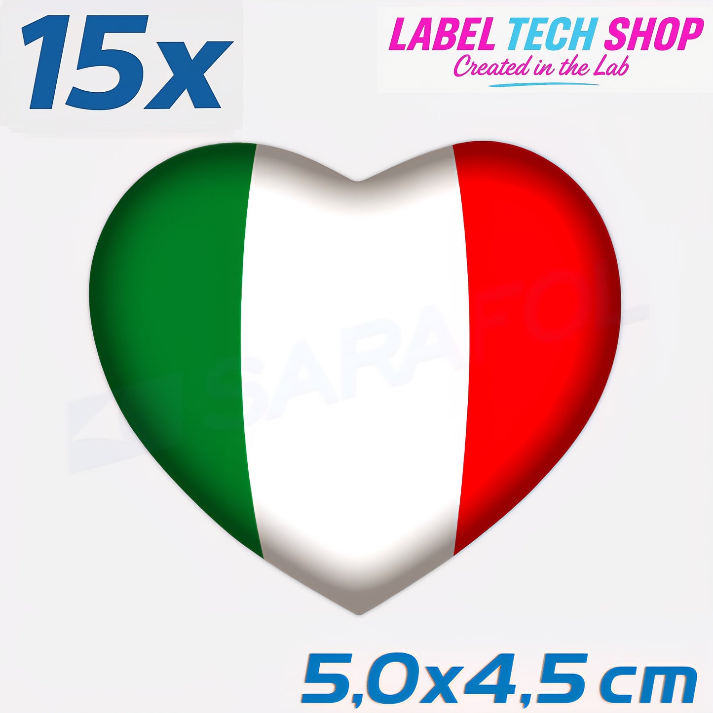 15x Italia/Italien Aufkleber Herz 5×4,5cm Flagge Italien Adesivo Cuore Sticker 046