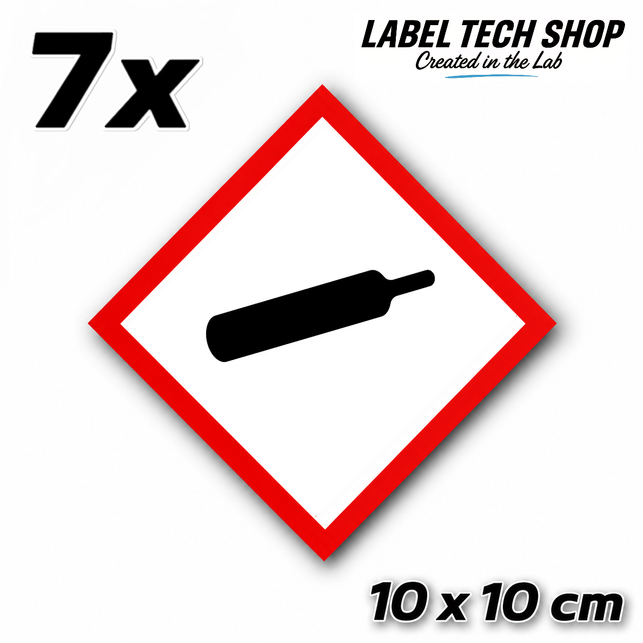 GHS04 Gas unter Druck Aufkleber Gas Cylinder Sticker Gefahrstoffsymbol Druckgas Gefahrgut Chemie Labor Kennzeichen nach CLP / GHS Arbeitssicherheit