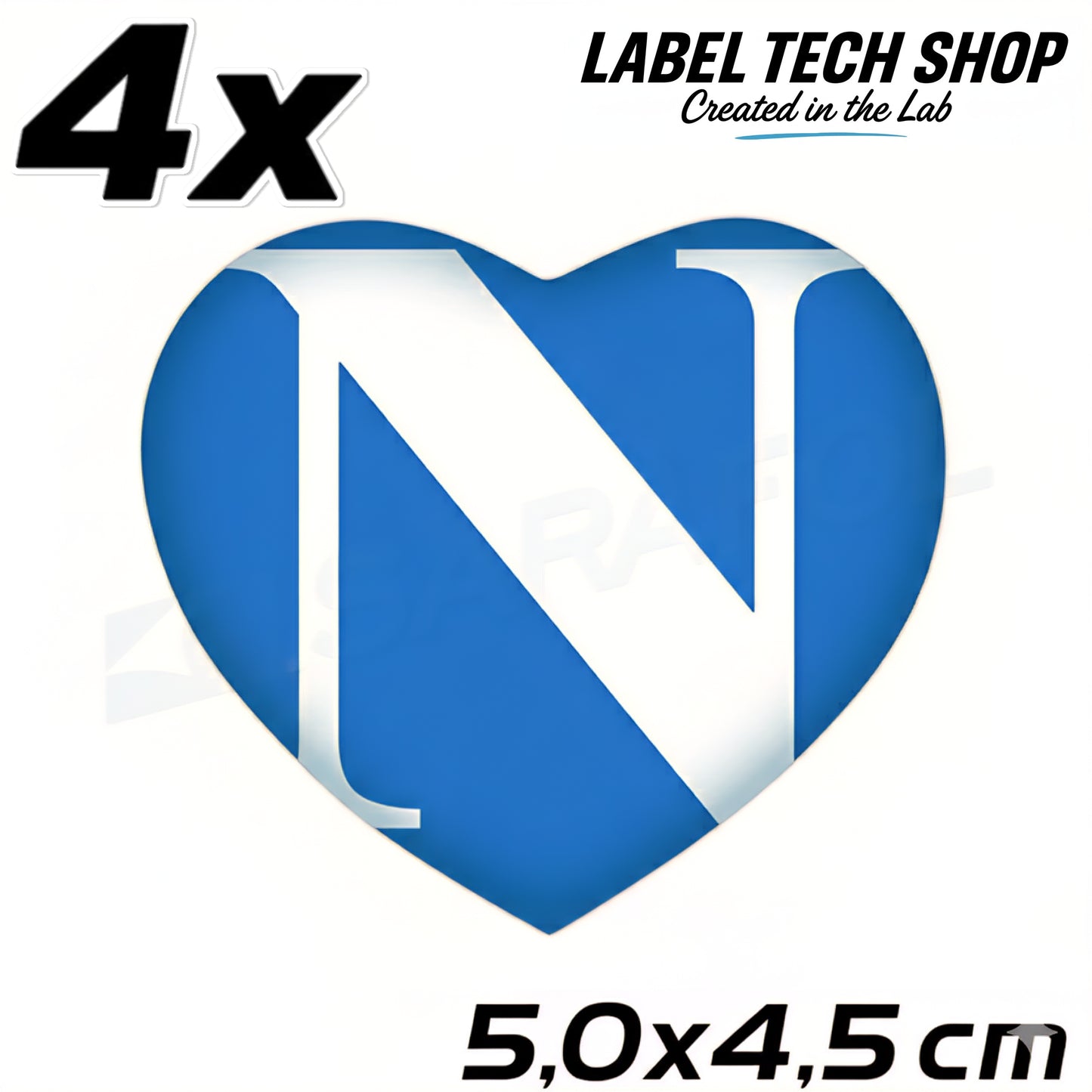 4x Napoli Herz Aufkleber Neapel Naples Cuore Heart Adesivo Sticker 5,0x4,5cm
