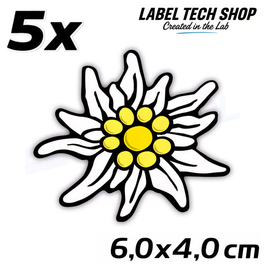 5x Edelweiß Aufkleber 🌼 Alpenblume Sticker – Stella Alpina 6,0×4,0 cm