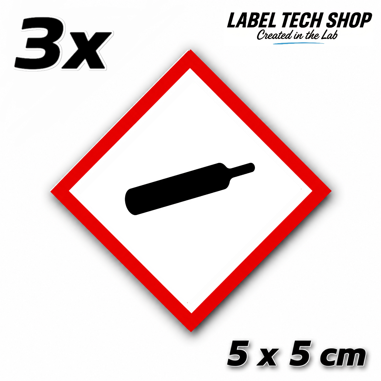 GHS04 Gas unter Druck Aufkleber Gas Cylinder Sticker Gefahrstoffsymbol Druckgas Gefahrgut Chemie Labor Kennzeichen nach CLP / GHS Arbeitssicherheit