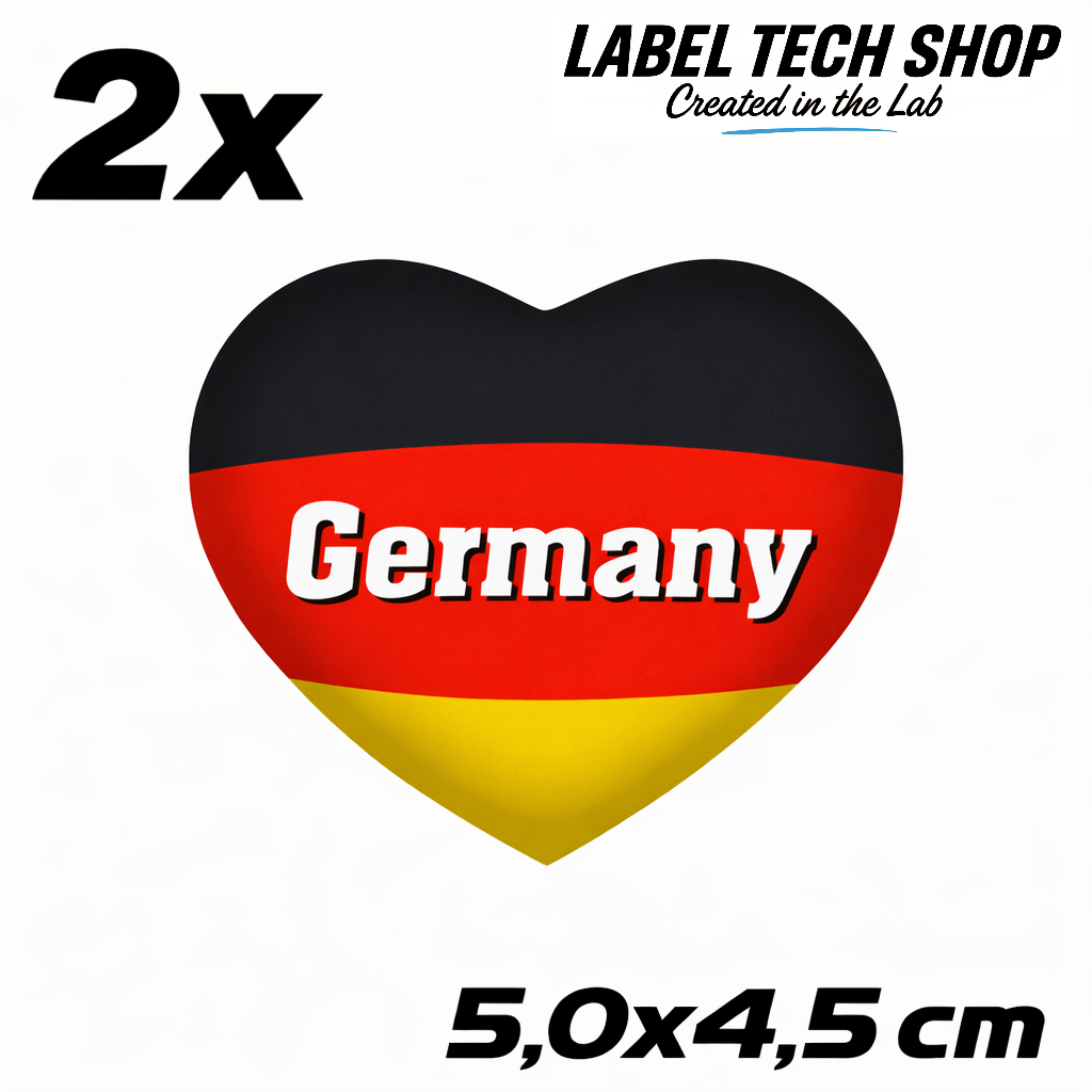 Deutschland Herz Aufkleber (059) – Germany Heart Sticker – Deutschland Flagge – 5,0 × 4,5 cm
