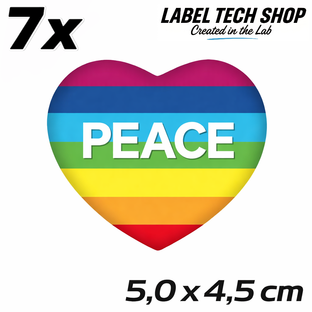 Peace Frieden LGBTQ Herz Aufkleber Sticker – Rainbow Flag Heart LGBTQ Sticker – Auto Laptop Helm – 5,0 × 4,5 cm (055)