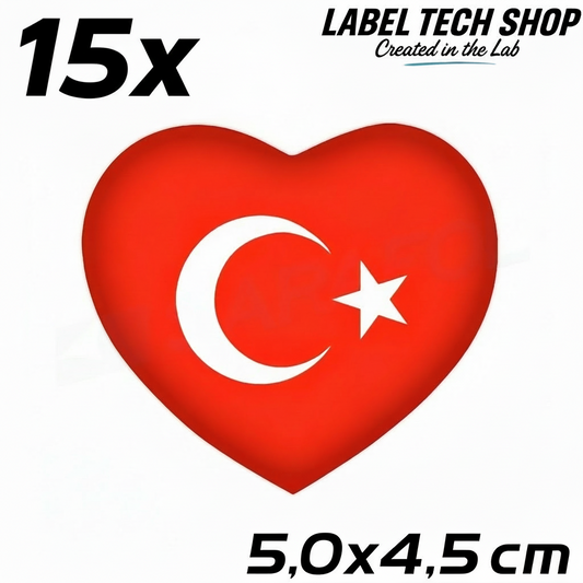 15x Türkei Aufkleber Türkiye Turkey Bayrak Flagge Herz Sticker 5,0x4,5cm (044)