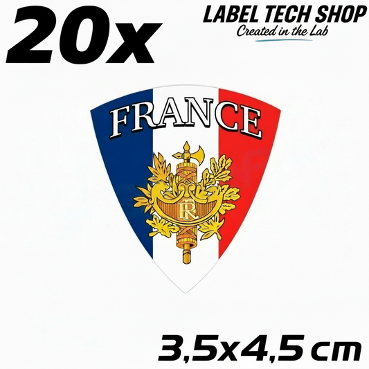 20x Frankreich Aufkleber France Francia Flagge Sticker 3,5x4,5cm (003)