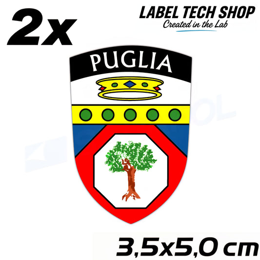 2x Apulien Aufkleber Puglia Adesivo Apulia Sticker Flagge Wappen 3,5x5,0cm (016)
