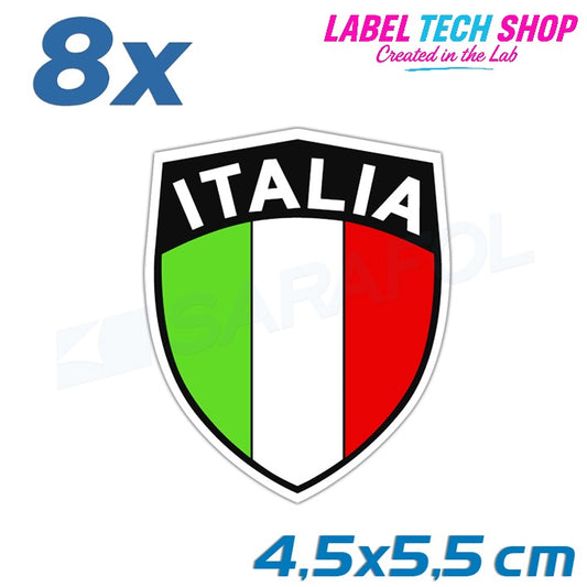 8x Italia/Italien Aufkleber Scudo 4,5×5,5cm Flagge Italien Adesivo Sticker 033