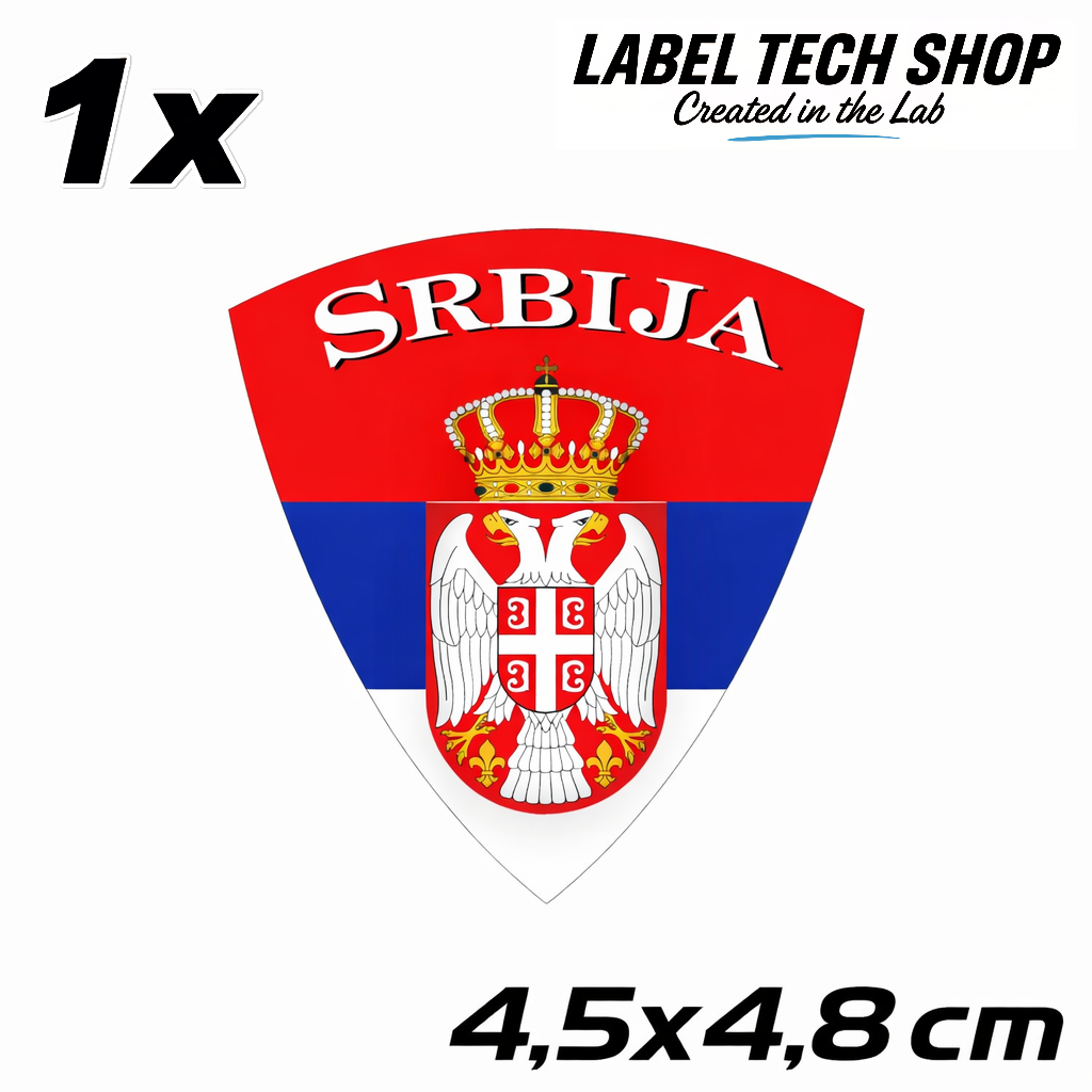 Serbien Serbia Srbija Wappen Aufkleber – Serbia Coat of Arms Emblem Sticker – 4,5 × 4,8 cm (010)