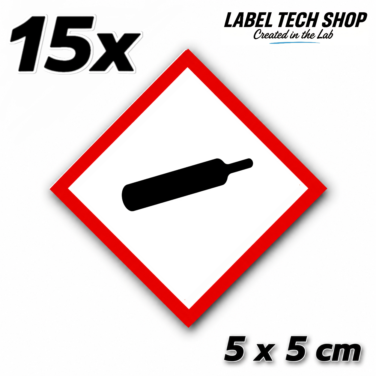 GHS04 Gas unter Druck Aufkleber Gas Cylinder Sticker Gefahrstoffsymbol Druckgas Gefahrgut Chemie Labor Kennzeichen nach CLP / GHS Arbeitssicherheit
