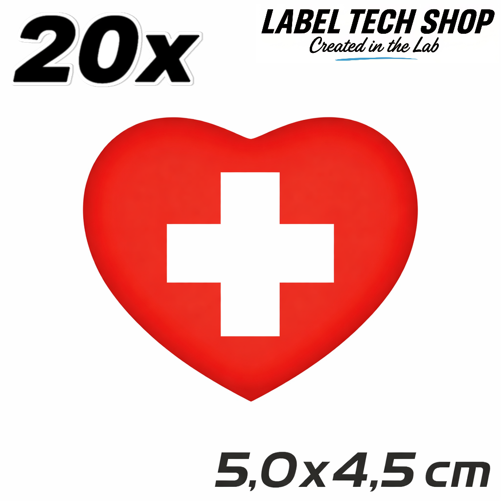 Schweiz Swiss Switzerland Herz Aufkleber Sticker – Svizzera Flag Heart Sticker – Auto Laptop Helm Geschenk – 5,0 × 4,5 cm (059)