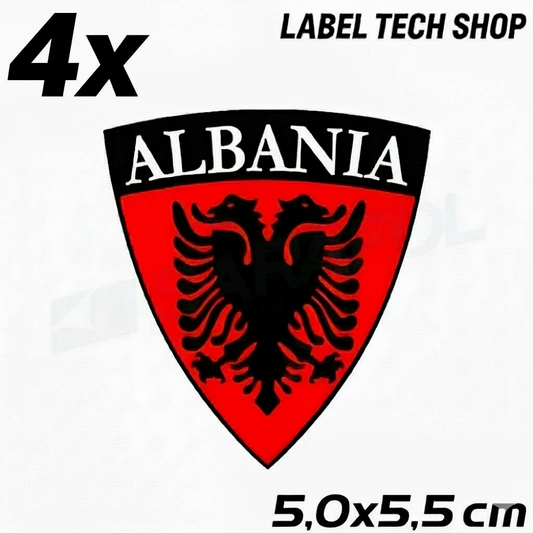 4x Albania Shqiponja Wappen Sticker – Albanien Flagge Emblem Aufkleber 5,0x5,5cm (004)