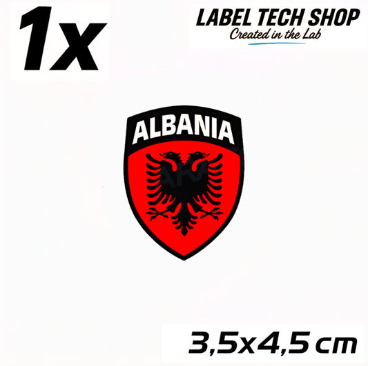 1x Albanien Aufkleber (Klein) Shqipëria Shqiponja  – Albania Flagge Emblem Wappen Sticker 3,5x4,5cm (103)