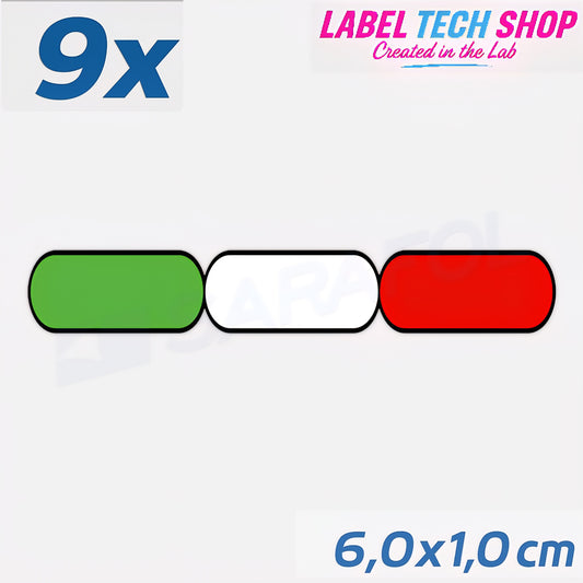 9x Italia/Italien Aufkleber Flagge 6×1 cm Italien Streifen Adesivo Sticker 037