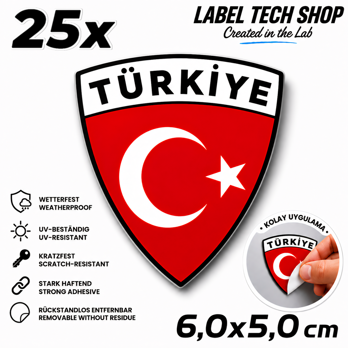 🇹🇷 Türkiye Türkei Wappen Aufkleber Turkey Sticker Çıkartma Wappen Auto Helm Motorrad 6,0x5,0cm NR.007