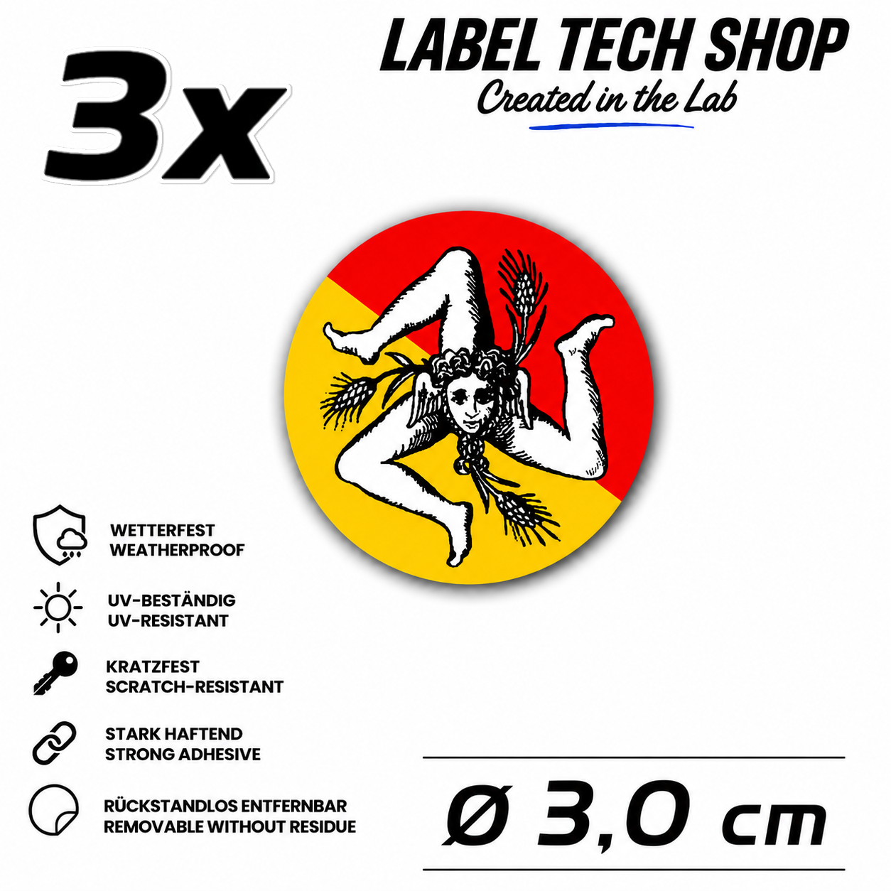 Sizilien Aufkleber Adesivo Siciliano Sicilia Sicily Sticker Flagge Wappen Emblem Auto Helm Ø3cm NR.030