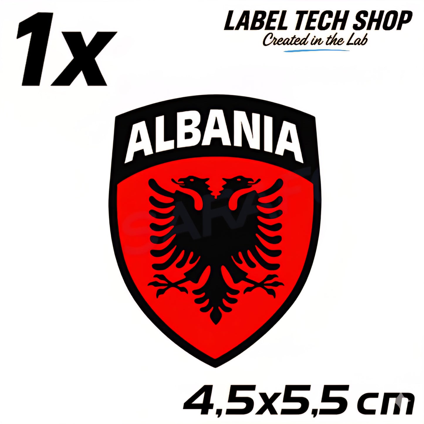 1x Albanien Aufkleber Shqipëria Shqiponja  – Albania Flagge Emblem Wappen Sticker 4,5x5,5cm (100)