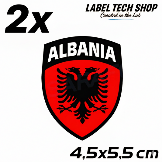 2x Albanien Aufkleber Shqipëria Shqiponja  – Albania Flagge Emblem Wappen Sticker 4,5x5,5cm (100)