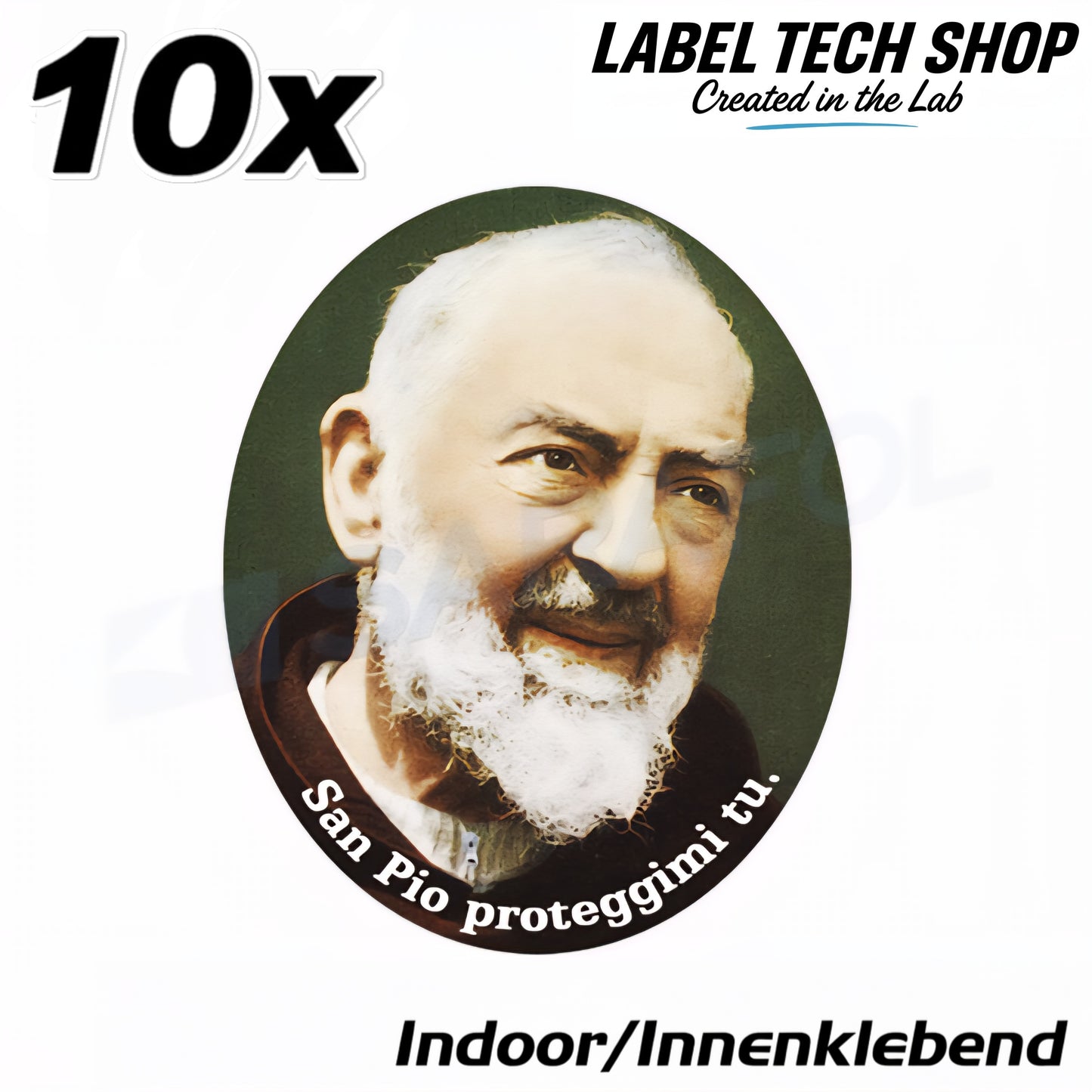 10x Padre Pio Aufkleber Adesivo Innenklebend Indoor Sticker Catholic 4,5x5,0 cm (028)