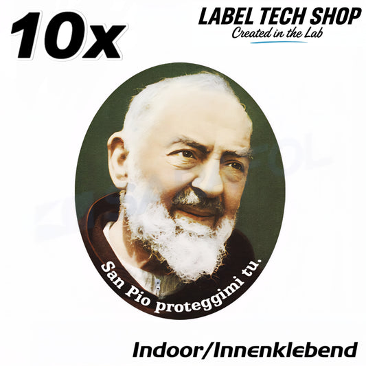 10x Padre Pio Aufkleber Adesivo Innenklebend Indoor Sticker Catholic 4,5x5,0 cm (028)