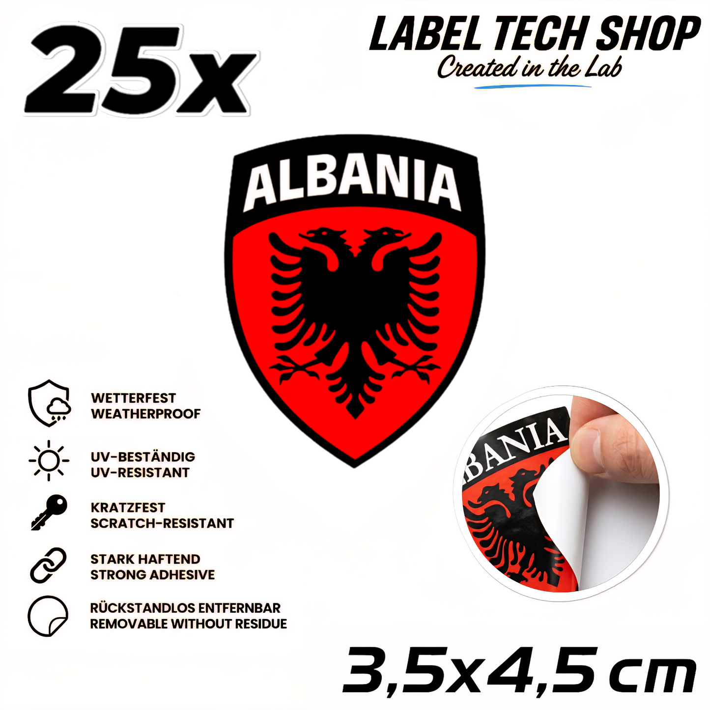 🇦🇱 Albanien Aufkleber Albania Sticker Shqiperia Adler Wappen Emblem Auto Helm 3,5x4,5cm NR.103