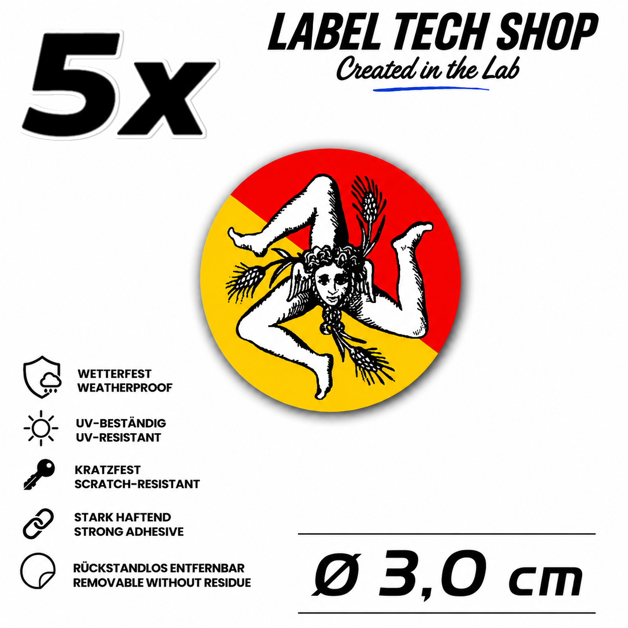 Sizilien Aufkleber Adesivo Siciliano Sicilia Sicily Sticker Flagge Wappen Emblem Auto Helm Ø3cm NR.030