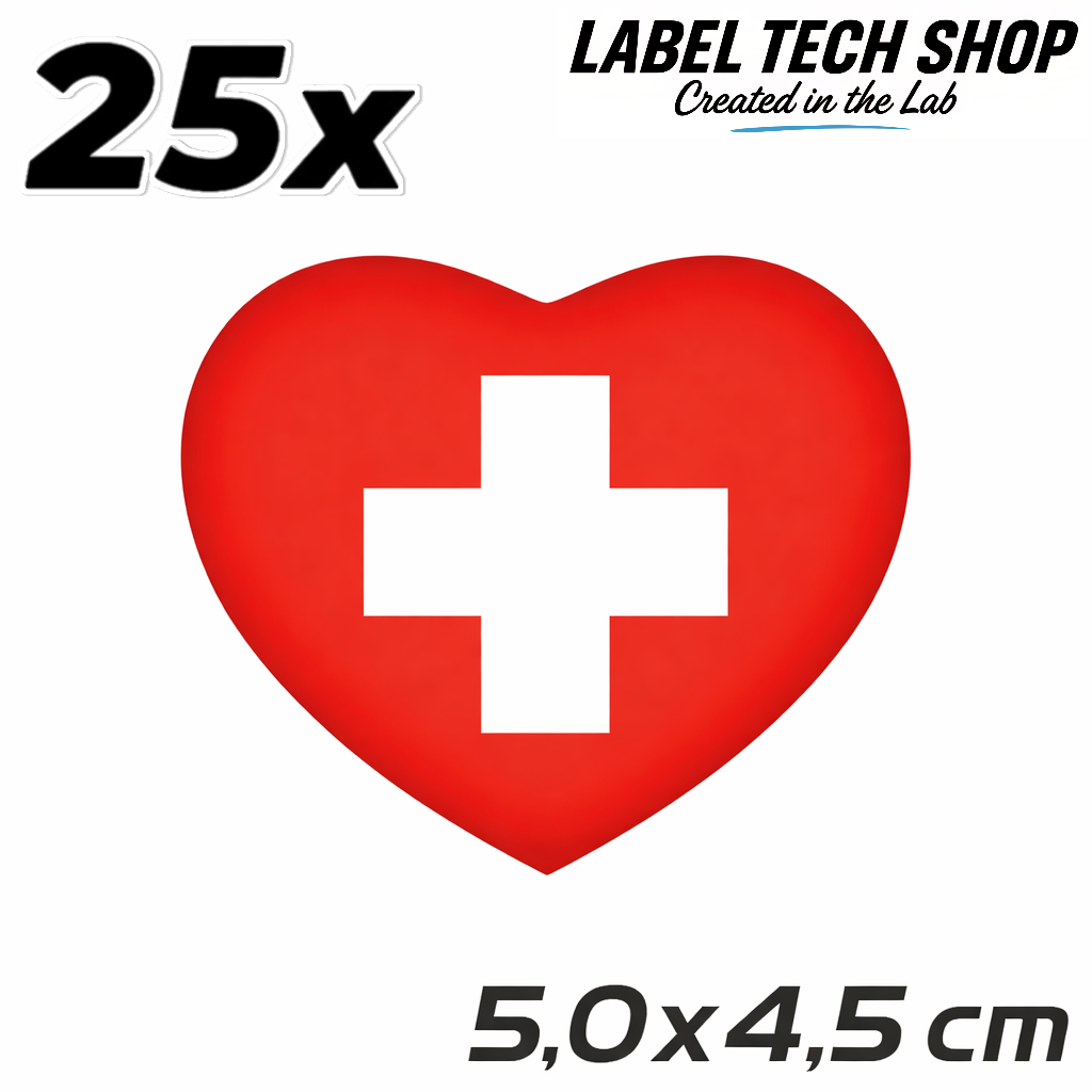 Schweiz Swiss Switzerland Herz Aufkleber Sticker – Svizzera Flag Heart Sticker – Auto Laptop Helm Geschenk – 5,0 × 4,5 cm (059)