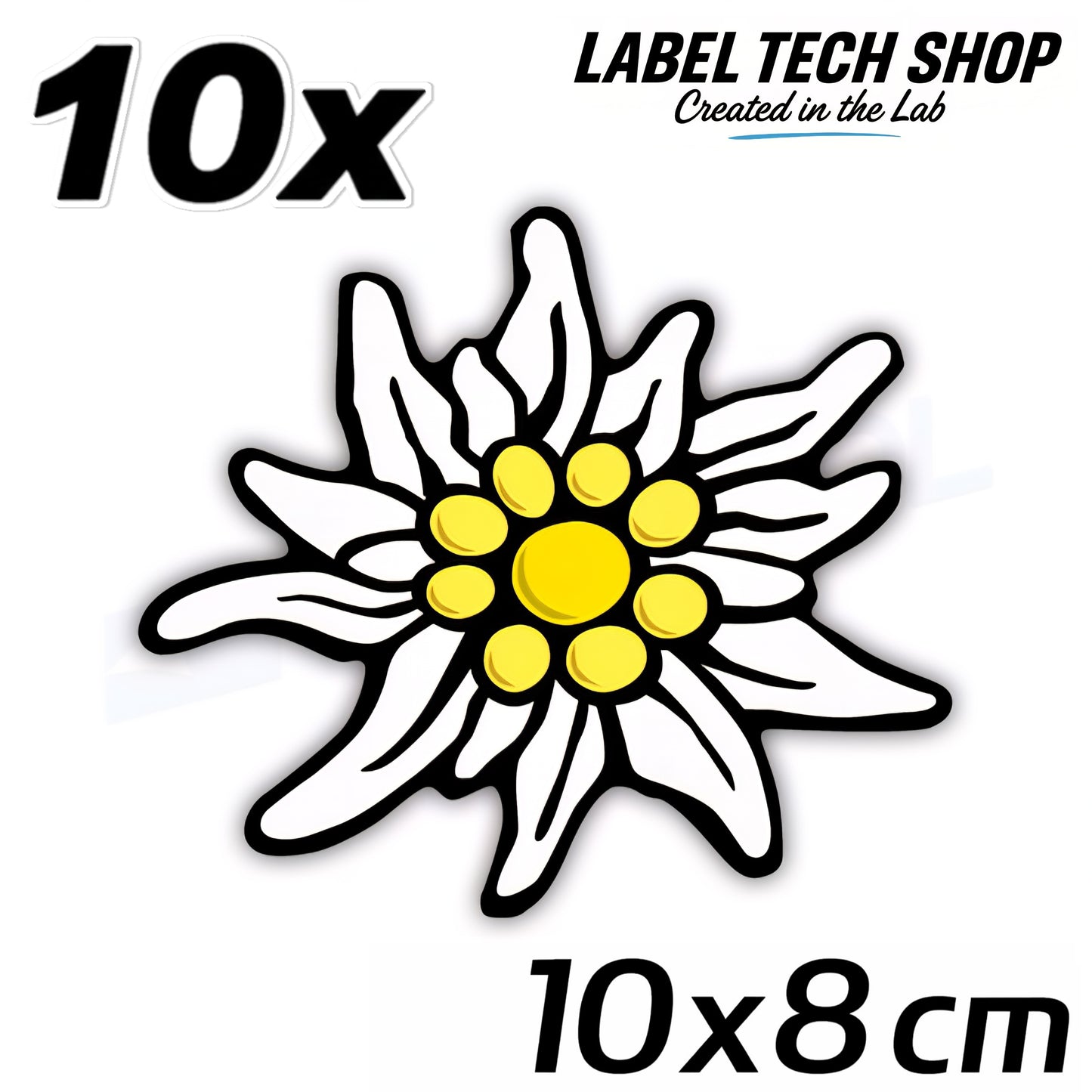 10x Edelweiß Aufkleber 🌼 Alpenblume Sticker – Stella Alpina 10×8 cm