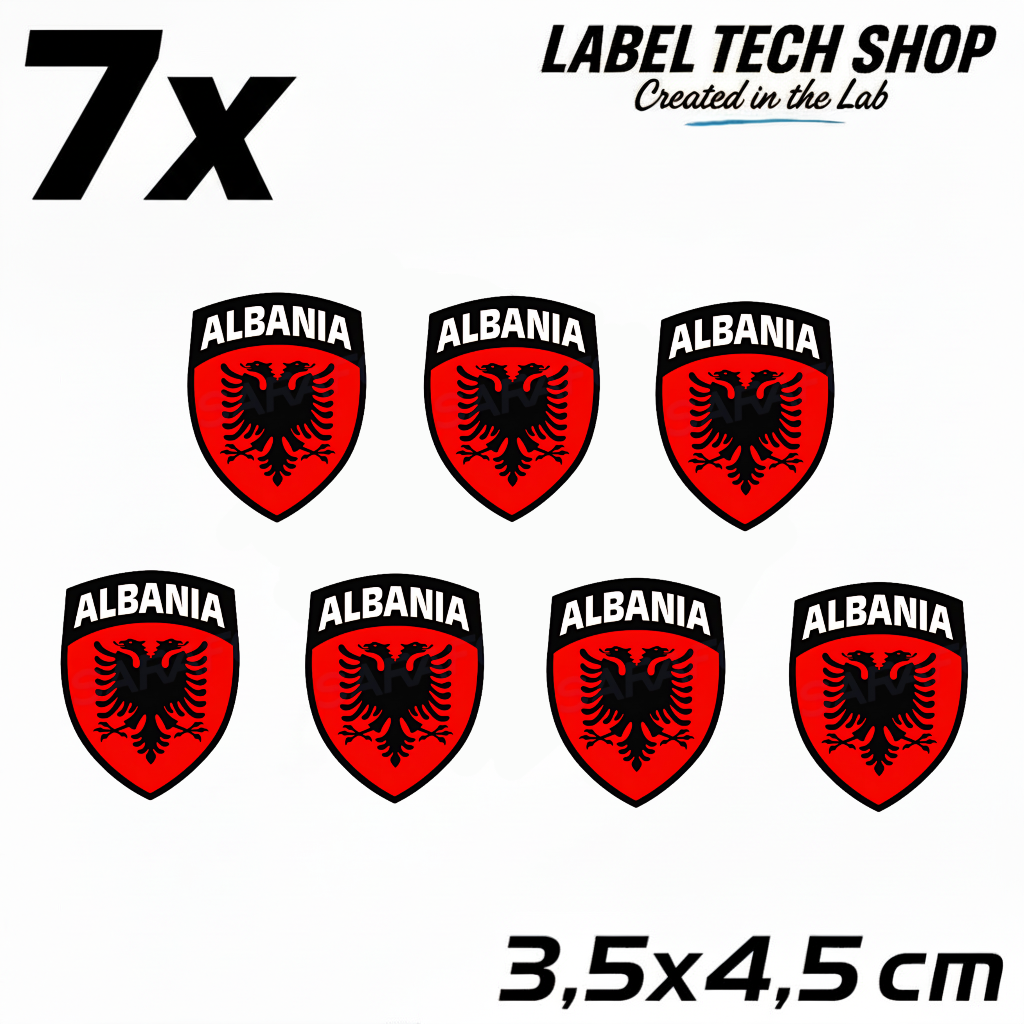 10x Albanien Aufkleber (Klein) Shqipëria Shqiponja  – Albania Flagge Emblem Wappen Sticker 3,5x4,5cm (103)