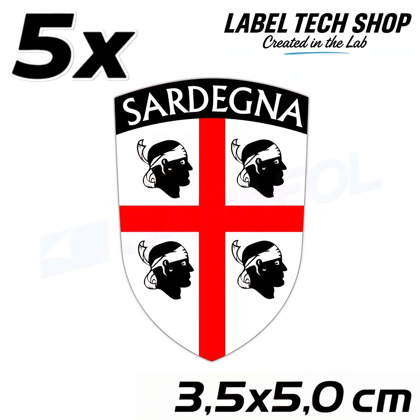 5x Sardinien Aufkleber Sardegna Sardinia Flagge Wappen Sticker 3,5x5,0cm (015)