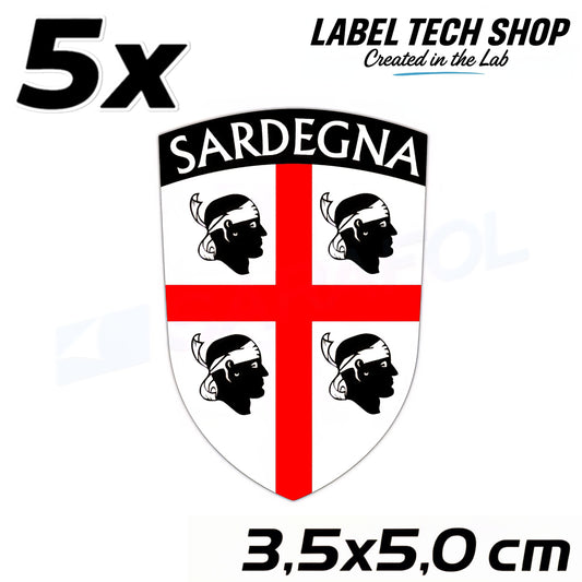 5x Sardinien Aufkleber Sardegna Sardinia Flagge Wappen Sticker 3,5x5,0cm (015)