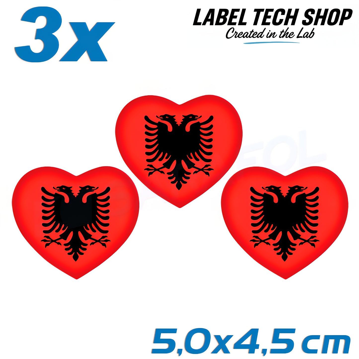 3x Albania Shqiponja Herz Sticker – Albanien Flagge Heart Aufkleber 4,5x5,5cm (005)