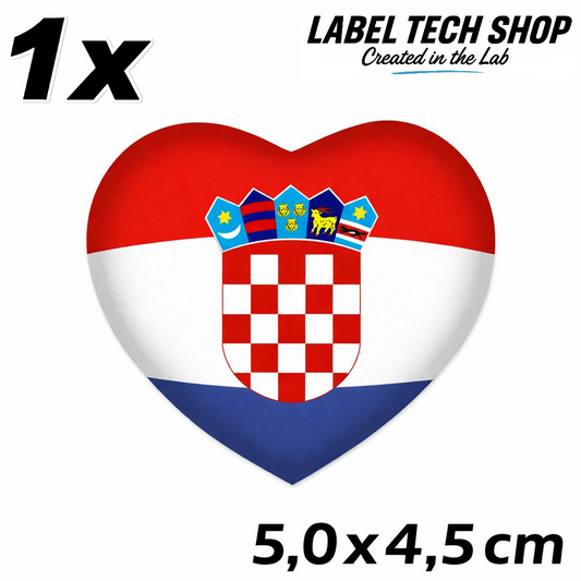 Kroatien Hrvatska Croatia Herz Aufkleber – Croatia Auto Laptop Helm – 5,0 × 4,5 cm (051)