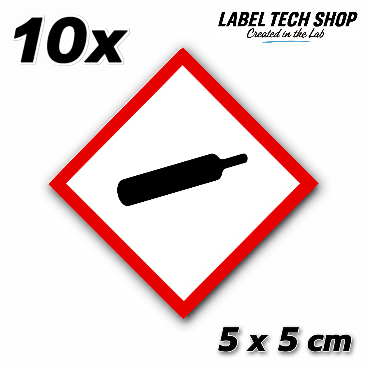 GHS04 Gas unter Druck Aufkleber Gas Cylinder Sticker Gefahrstoffsymbol Druckgas Gefahrgut Chemie Labor Kennzeichen nach CLP / GHS Arbeitssicherheit