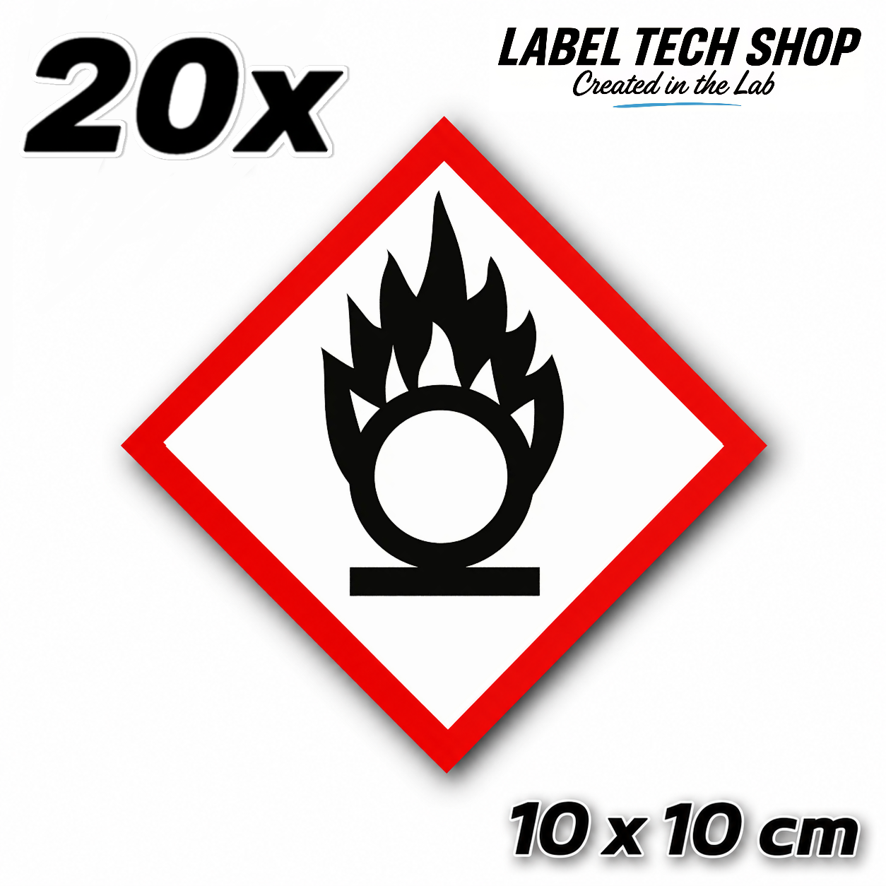 GHS03 Brandfördernd Aufkleber Oxidizing Hazard Sticker Gefahrstoffsymbol Gefahrgut Chemie Labor Kennzeichen nach CLP / GHS Arbeitssicherheit