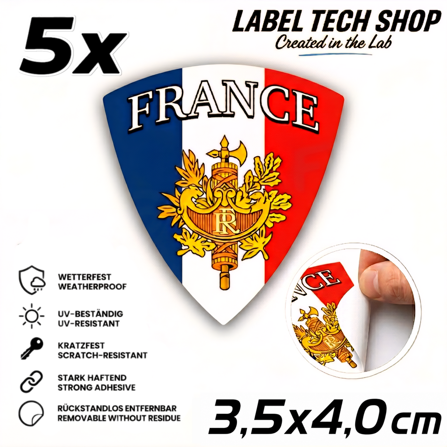 🇫🇷 Frankreich Wappen Aufkleber France Sticker Autocollant France Emblem Auto Helm 3,5x4,0cm NR.003