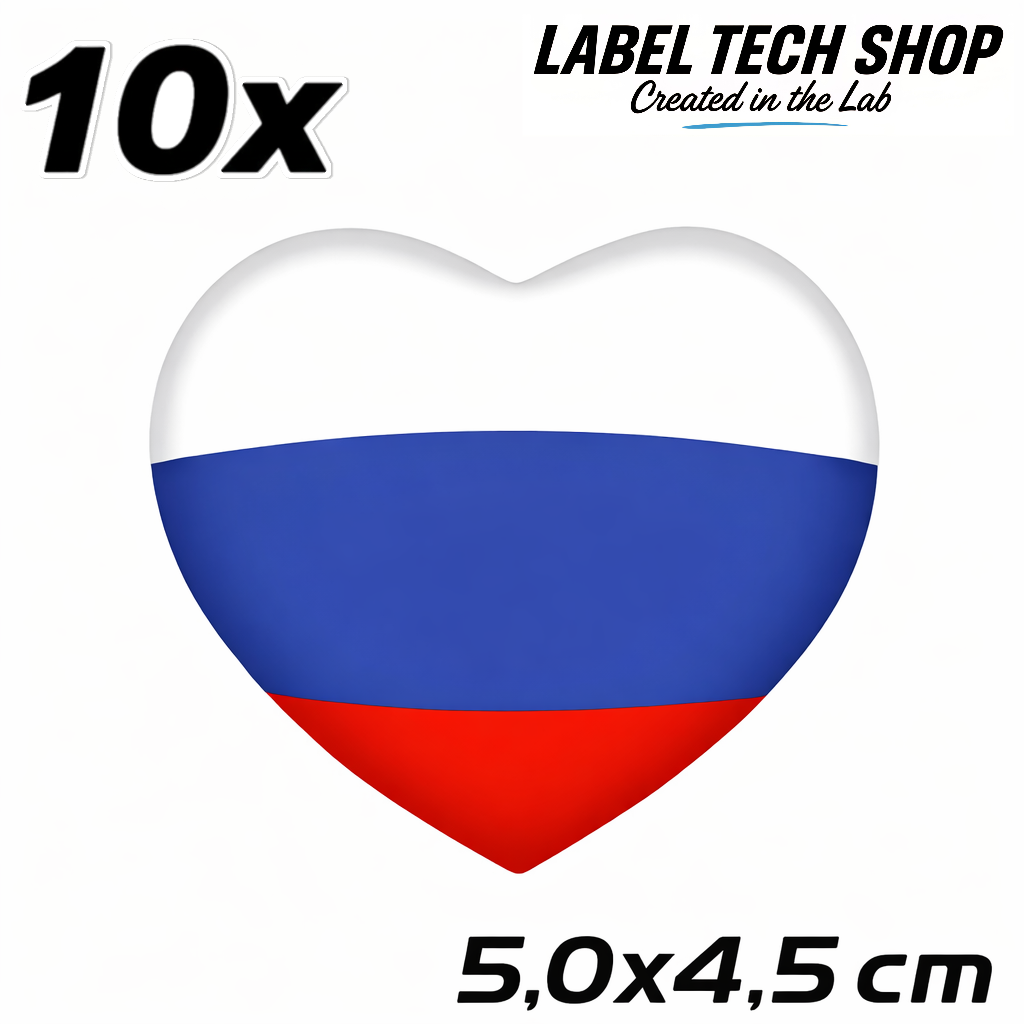 Russland Russia Россия Herz Aufkleber – Russia Flag Heart Sticker – Auto Laptop Helm 5,0 × 4,5 cm (047)